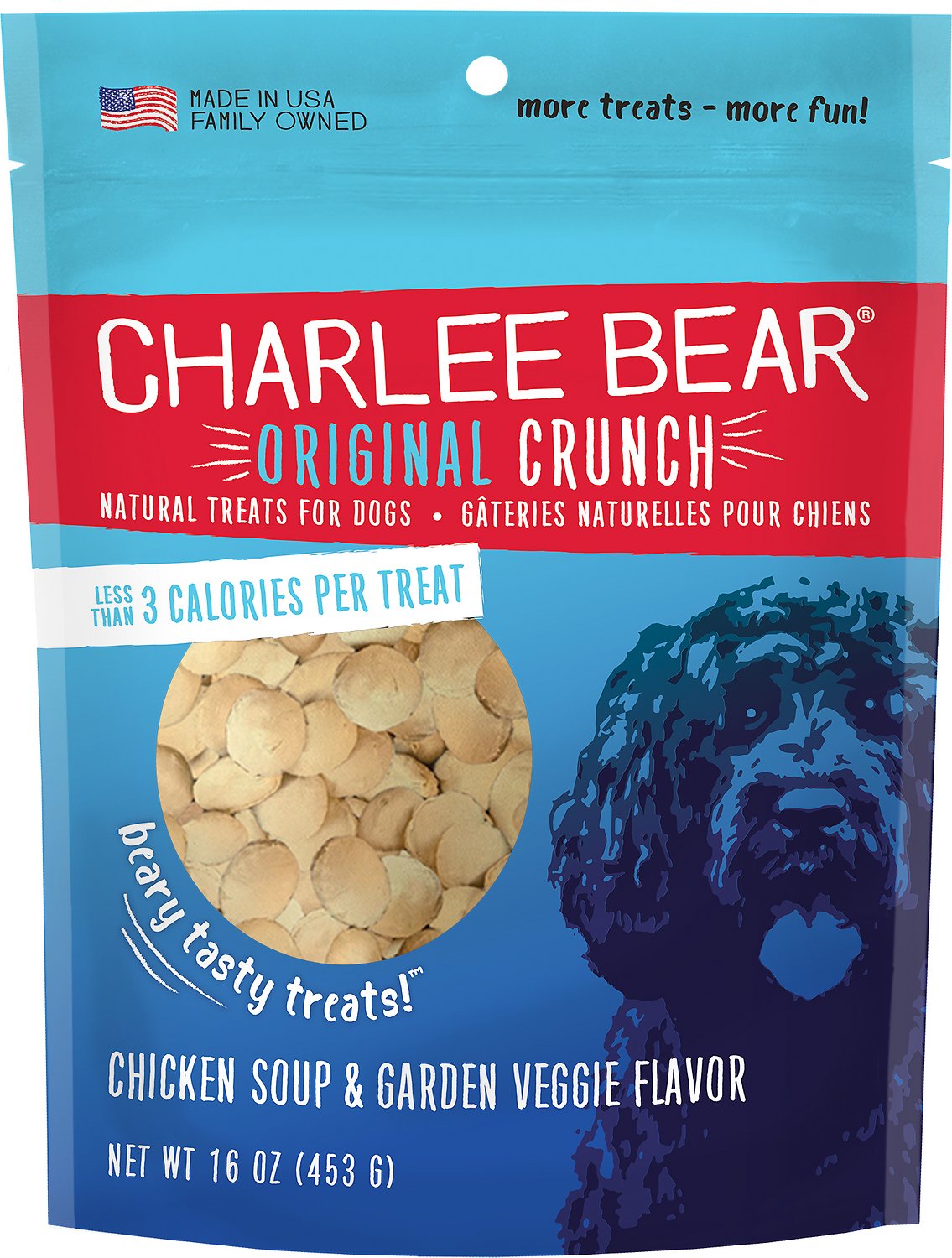 Charlee Bear Original Crunch Dog Treats - Chicken Soup & Garden Veggies 16 Oz
