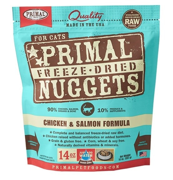 Primal Chicken & Salmon Formula Nuggets Grain-Free Raw Freeze-Dried Cat Food