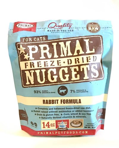 Primal Rabbit Formula Nuggets Grain-Free Raw Freeze-Dried Cat Food, 14 Oz